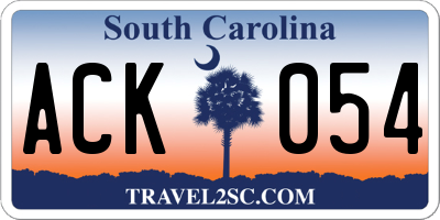 SC license plate ACK054