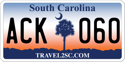 SC license plate ACK060