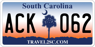 SC license plate ACK062