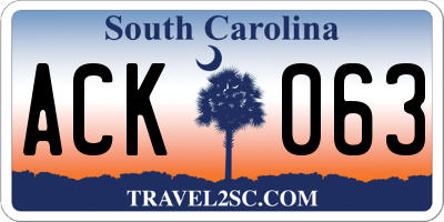 SC license plate ACK063