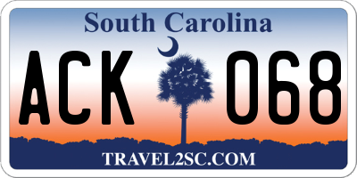 SC license plate ACK068
