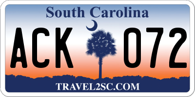 SC license plate ACK072