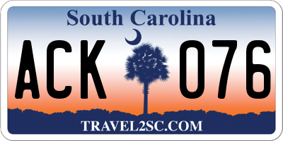 SC license plate ACK076
