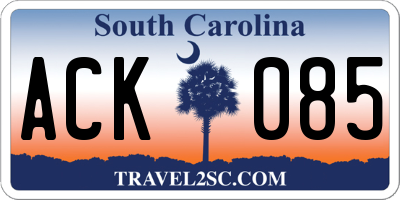 SC license plate ACK085