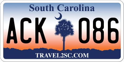 SC license plate ACK086