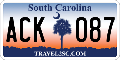 SC license plate ACK087