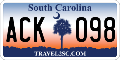 SC license plate ACK098