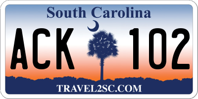 SC license plate ACK102