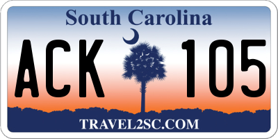 SC license plate ACK105