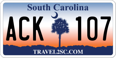 SC license plate ACK107