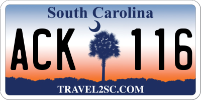 SC license plate ACK116