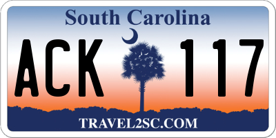 SC license plate ACK117