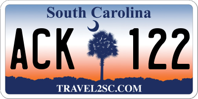 SC license plate ACK122