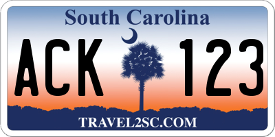 SC license plate ACK123