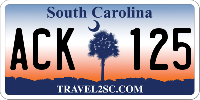 SC license plate ACK125