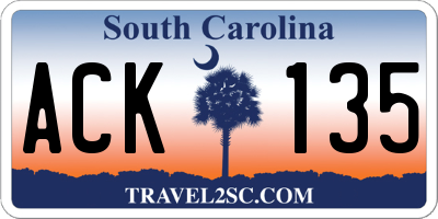 SC license plate ACK135