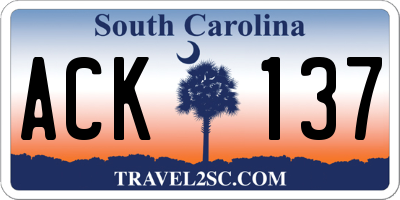 SC license plate ACK137