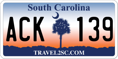 SC license plate ACK139