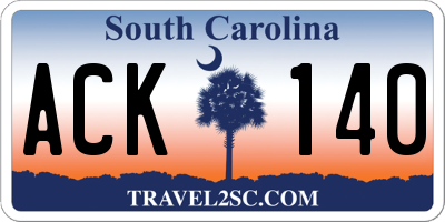 SC license plate ACK140
