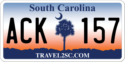 SC license plate ACK157