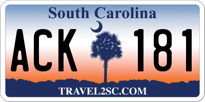 SC license plate ACK181