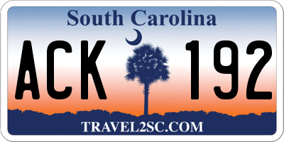 SC license plate ACK192