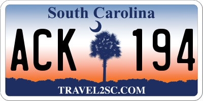 SC license plate ACK194