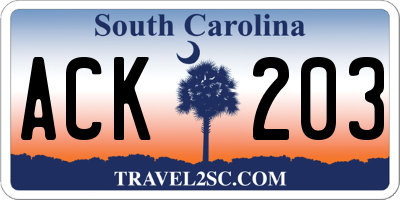 SC license plate ACK203