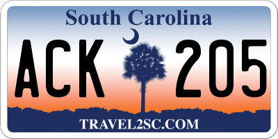 SC license plate ACK205