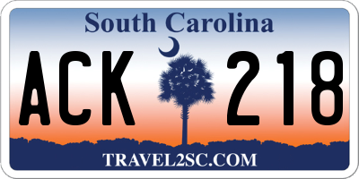 SC license plate ACK218