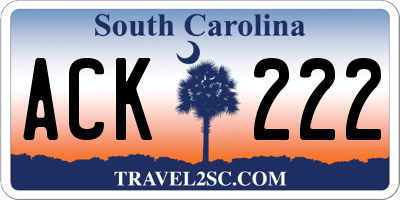SC license plate ACK222