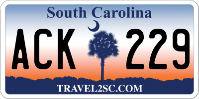 SC license plate ACK229