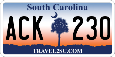 SC license plate ACK230