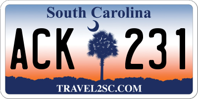 SC license plate ACK231