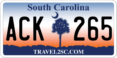 SC license plate ACK265