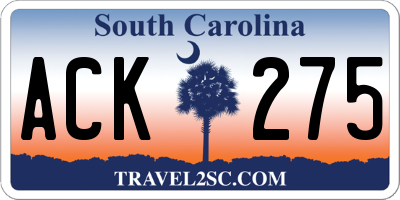 SC license plate ACK275