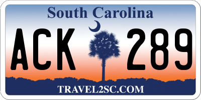SC license plate ACK289