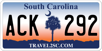 SC license plate ACK292