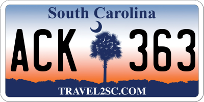 SC license plate ACK363