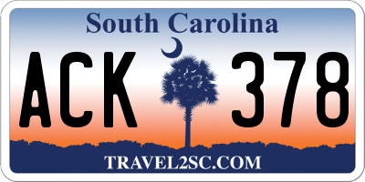 SC license plate ACK378