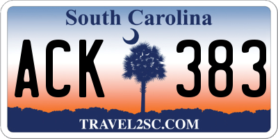 SC license plate ACK383