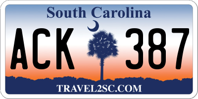 SC license plate ACK387