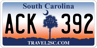SC license plate ACK392
