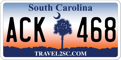 SC license plate ACK468