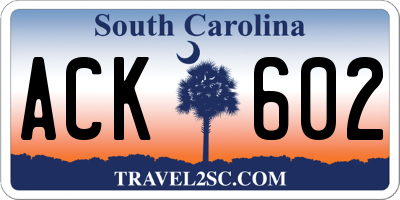 SC license plate ACK602