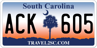 SC license plate ACK605