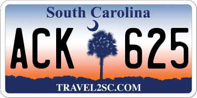 SC license plate ACK625