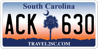 SC license plate ACK630