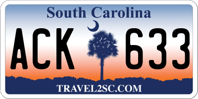 SC license plate ACK633