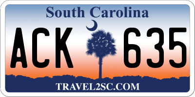 SC license plate ACK635